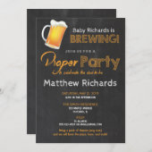 Diaper and Beer party baby shower invitation boy (Front/Back)