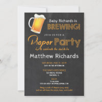 Diaper and Beer party baby shower invitation boy