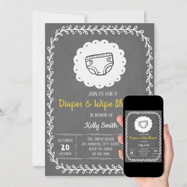 Diaper and wipe shower invitation Zazzle