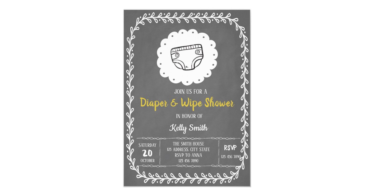 Diaper and wipe shower invitation