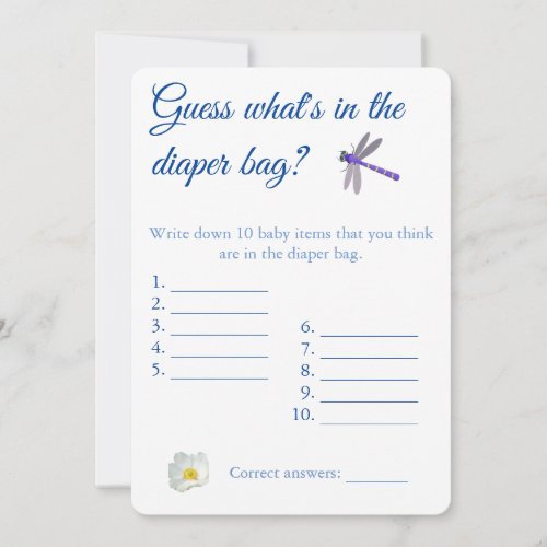 Diaper Bag Baby Shower Game Dragon_fly Invitation