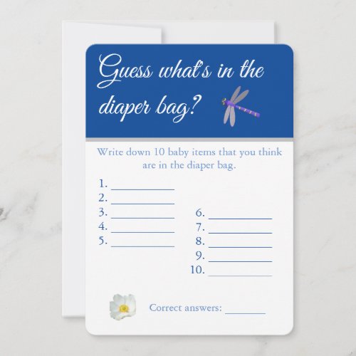 Diaper Bag Baby Shower Game Dragon_fly Invitation