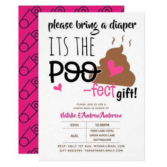 DIAPER BASH Funny Poop POOFECT Emoji Baby Shower Invitation