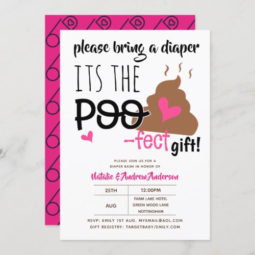 DIAPER BASH _ Funny Poop POOFECT Emoji Baby Shower Invitation