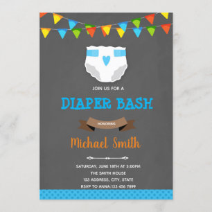 Diaper boy bash baby shower invitation