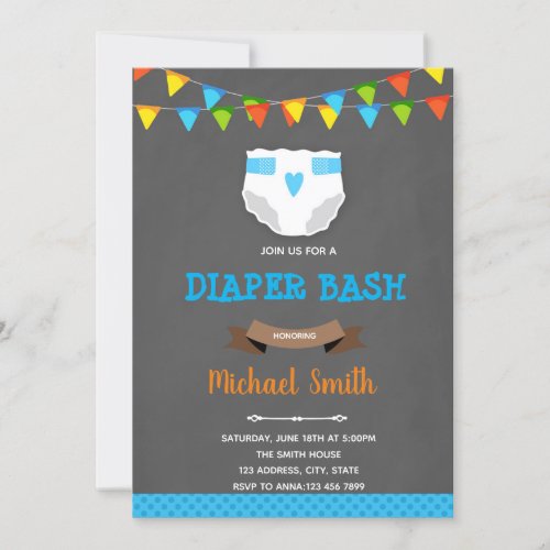 Diaper boy bash baby shower  invitation