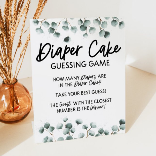 Diaper Cake Guessing Baby Shower Game Pedestal Sign (Creator Uploaded)