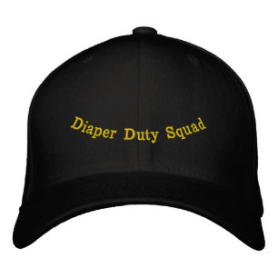 Diaper Duty Squad Front Back Black Flexfit Wool Embroidered Baseball Cap