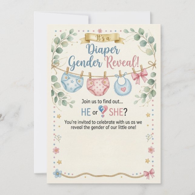 Diaper Gender Reveal Invitation (Front)