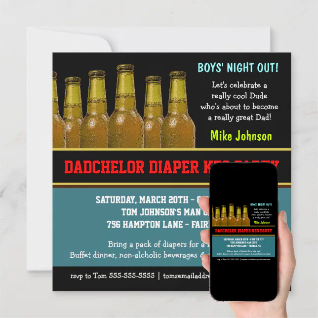 Diaper Keg Dadchelor Beer Party Invitations Zazzle