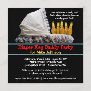 Diaper Keg Party Invitations - New Dad Baby Party