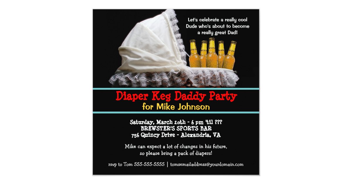 Diaper Keg Party Invitations New Dad Baby Party Zazzle