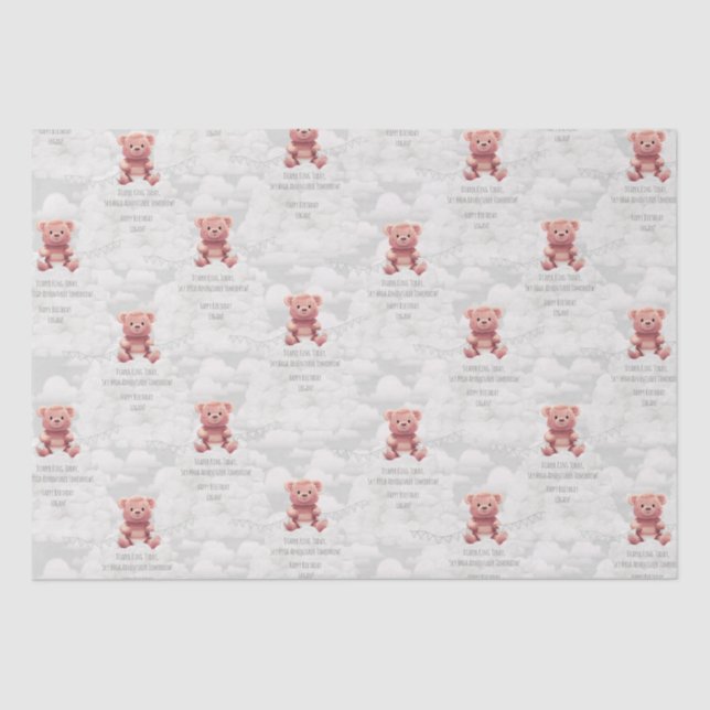 Diaper King teddy bear custom happy birthday name Tissue Paper (Front)