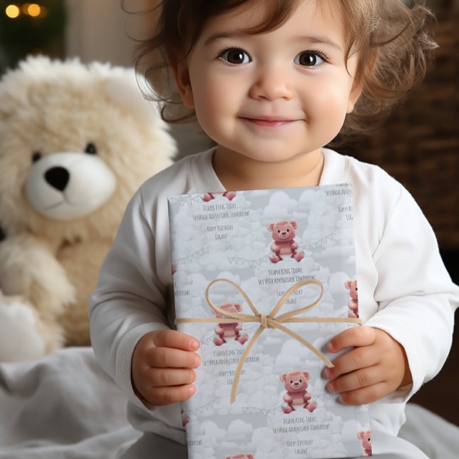 Diaper King teddy bear custom happy birthday name- Wrapping Paper (Creator Uploaded)