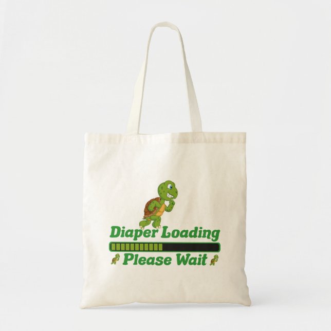 Diaper Loading Please Wait. Funny Gift For Babies Tote Bag (Front)