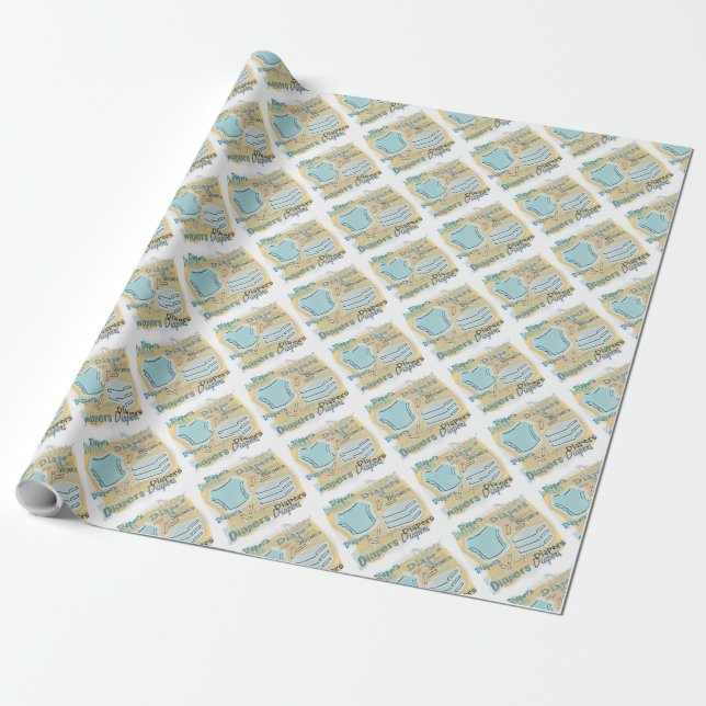 Diaper New Baby Wrapping Paper (Unrolled)
