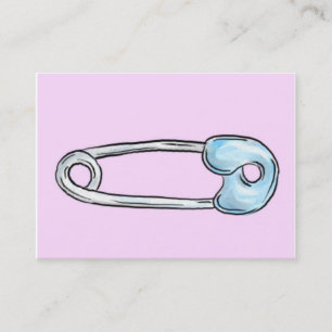 Diaper Pin on Pink Babysitter business card