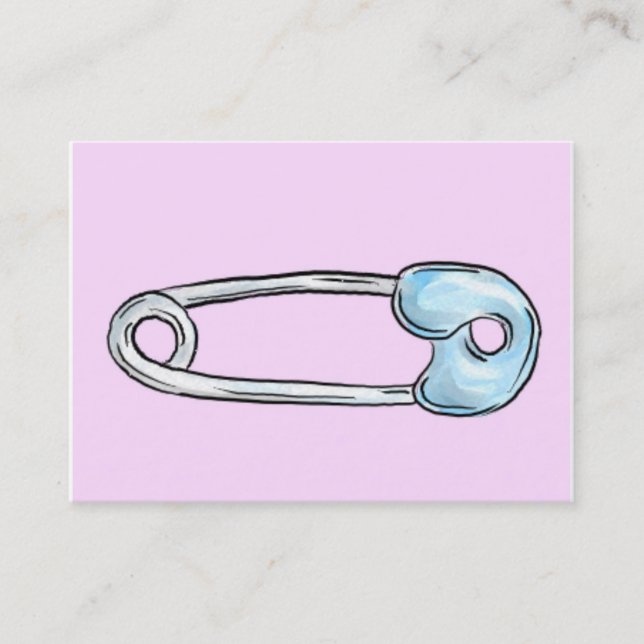 Diaper Pin on Pink Babysitter business card (Front)