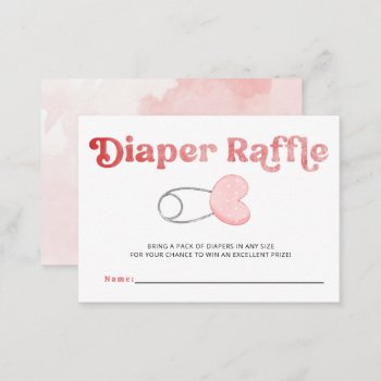 Diaper Pin Pink Girl Baby Shower Diaper Raffle Enclosure Card by Invitationboutique at Zazzle