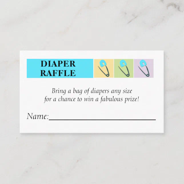 Diaper Pins Baby Shower Diaper Raffle Enclosure Card | Zazzle