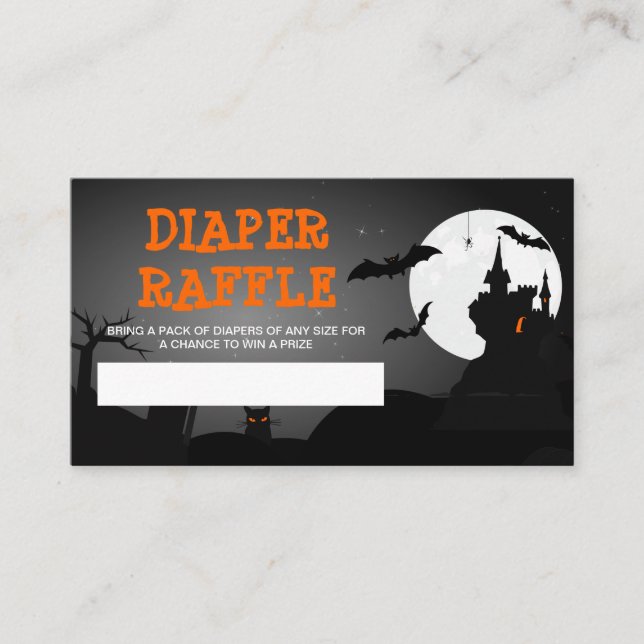 Diaper Raffe Ticket Halloween Theme Baby Shower  Enclosure Card (Front)