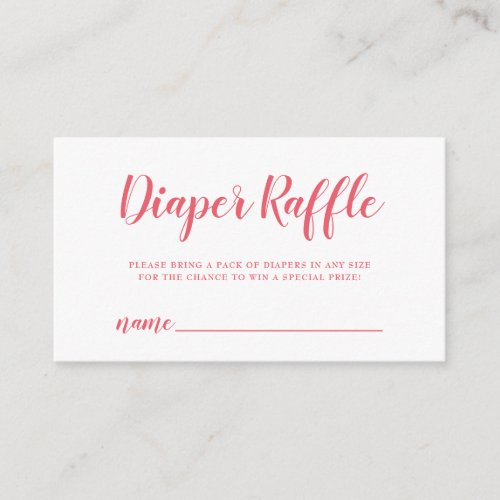 Diaper Rafffle Ticket Coral Pink Polka Dot Enclosure Card