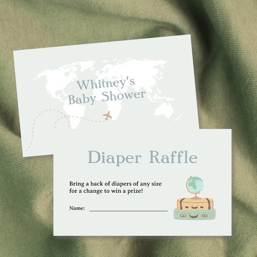 Diaper Raffle Adventure World Map Baby Shower Enclosure Card