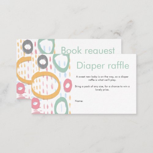 Diaper raffle and book request baby shower  enclosure card