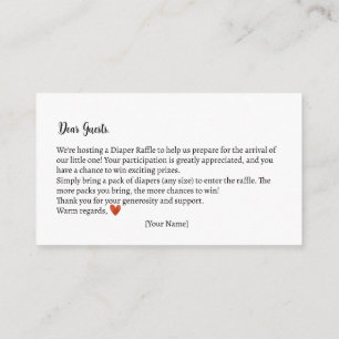 Diaper Raffle Autumn Teddy Bear Baby Shower Enclosure Card