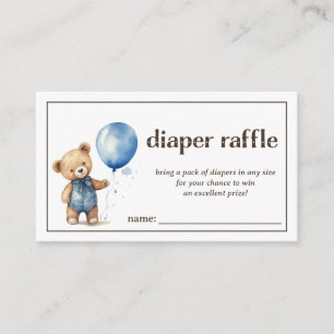 Diaper Raffle Baby Boy Shower Enclosure Card