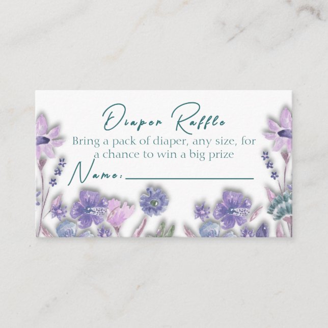 Diaper Raffle Baby In bloom Floral Enclosure Card (Front)