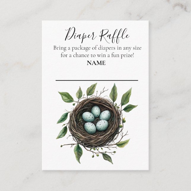 Diaper Raffle Baby Nesting Party Bird nest Enclosure Card (Front)