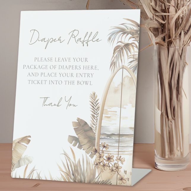 Diaper Raffle Baby On Board Beach Baby Shower Pedestal Sign (Diaper Raffle Baby On Board Beach Baby Shower Pedestal Sign)