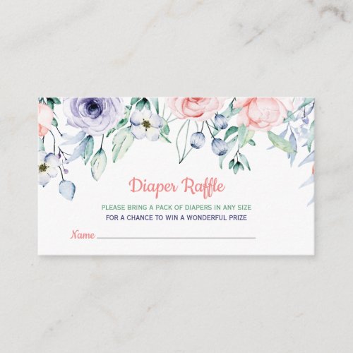 Diaper Raffle Baby Shower Blush Pink Floral Card