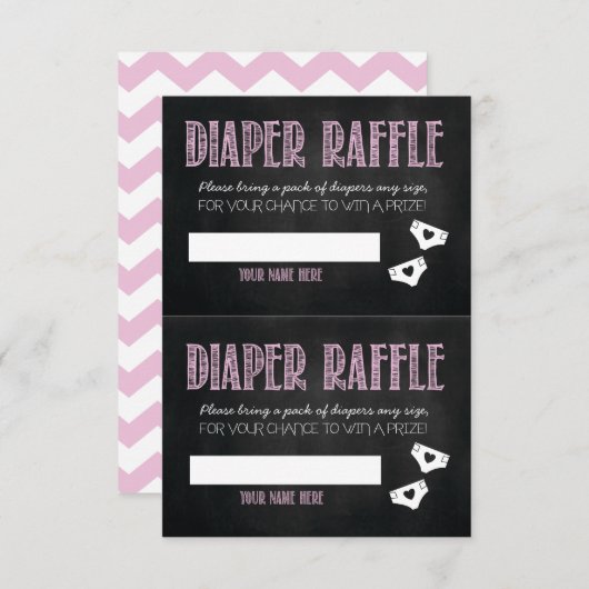 Diaper Raffle Baby Shower Cards (Front/Back)