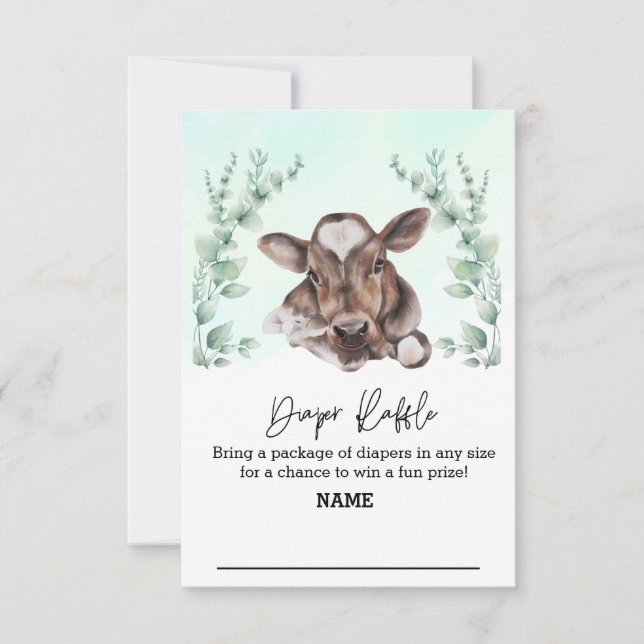 Diaper Raffle Baby Shower Cow Eucalyptus Farm  Invitation (Front)