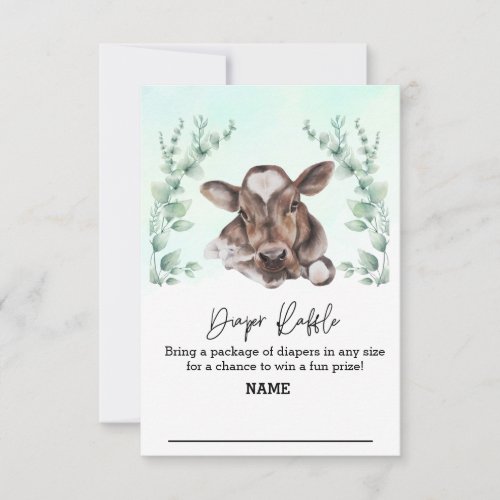 Diaper Raffle Baby Shower Cow Eucalyptus Farm  Invitation