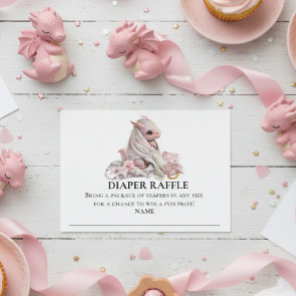 Diaper Raffle Baby Shower Dragon Pink Enclosure Card