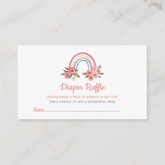 Diaper Raffle Baby Shower Floral Rainbow Colorful Enclosure Card (Front)