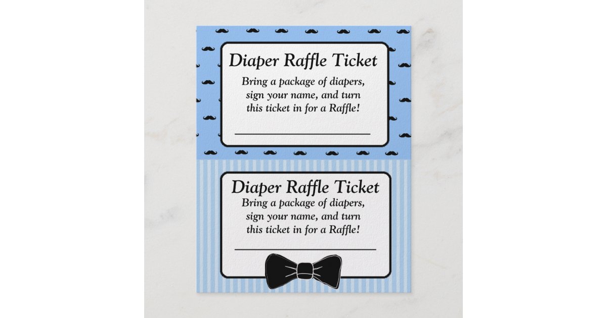 Diaper Raffle Baby Shower Game Mustache Bowtie Flyer Zazzle Com