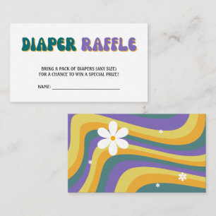 Diaper Raffle Baby Shower Groovy Retro 70s 80s Enclosure Card