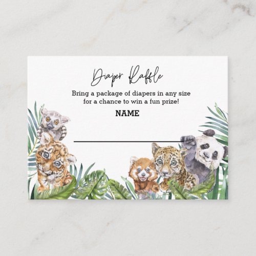 Diaper Raffle Baby Shower Jungle Animals   Enclosure Card