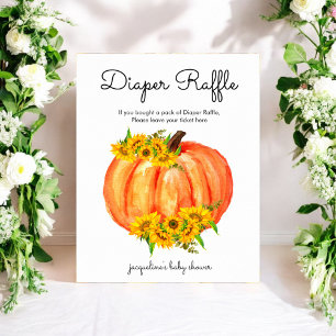 Diaper Raffle Baby Shower Orange Pumpkin  Poster
