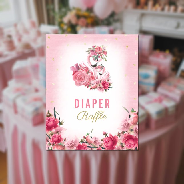Diaper Raffle Baby Shower Pink Flamingo Ballerina Poster (Creator Uploaded)