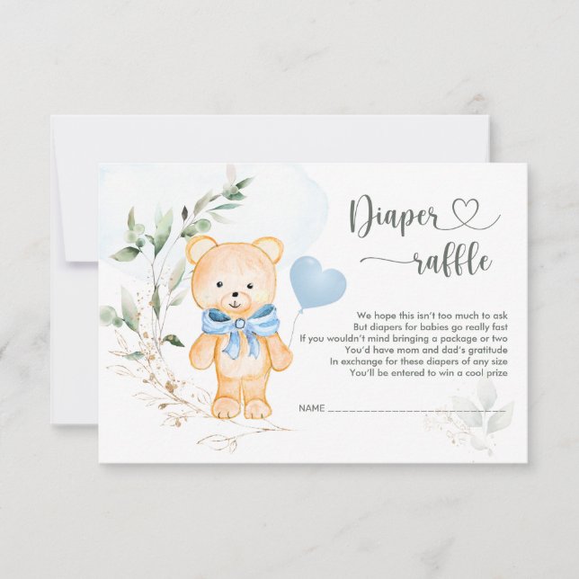DIAPER Raffle Baby Shower Teddy Bear Invitation (Front)