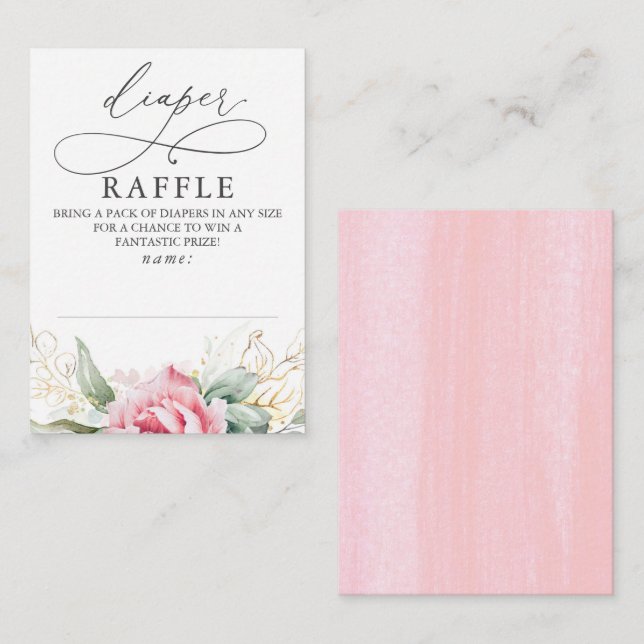 Diaper Raffle Baby Shower Ticket  Enclosure Card (Front/Back)