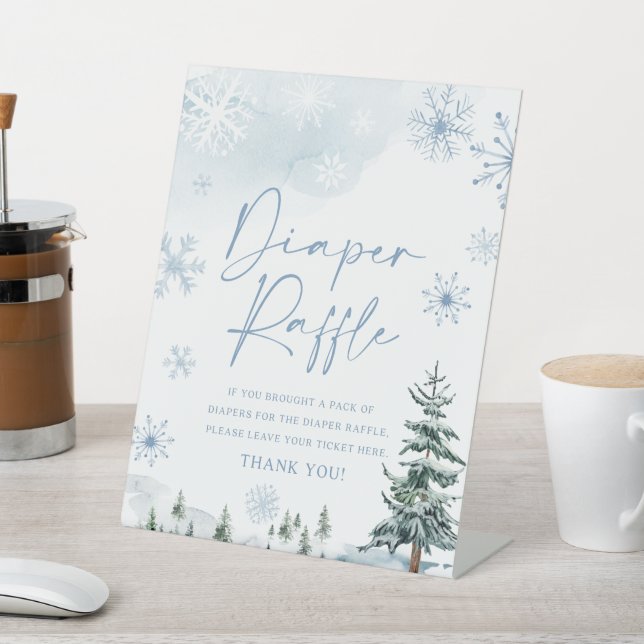 Diaper raffle baby shower winter sign blush pink (In SItu)