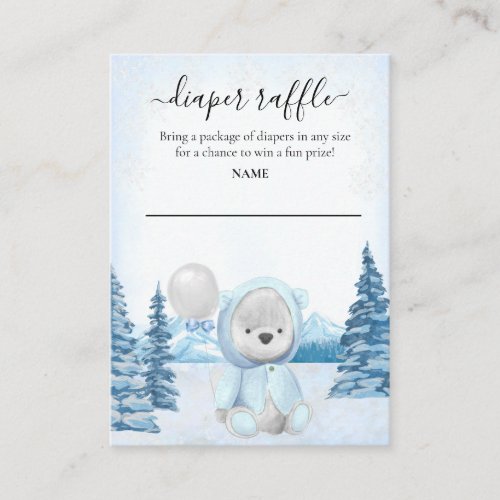 Diaper Raffle Baby Teddy Bear Winter Christmas  Enclosure Card