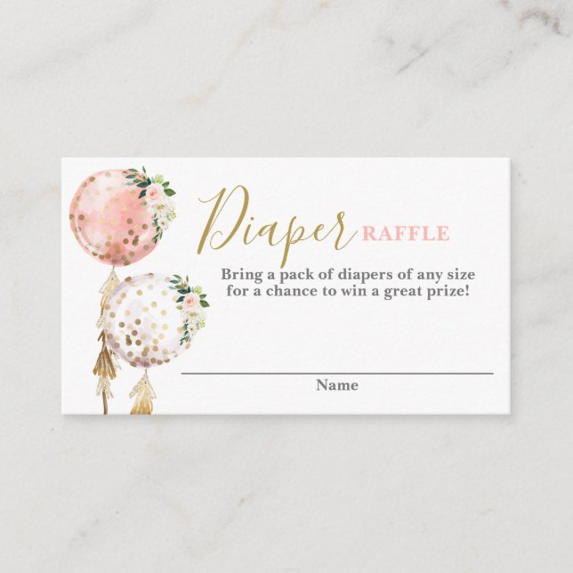 Diaper Raffle balloons Card (Front)