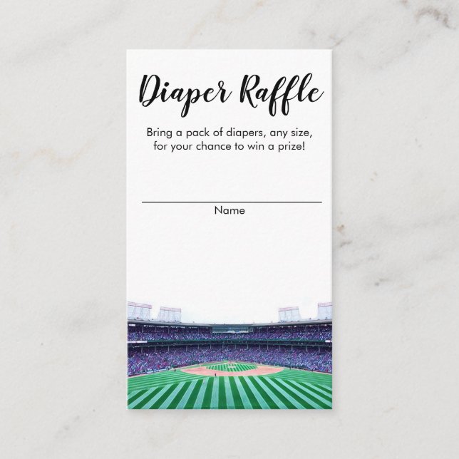 Diaper Raffle Baseball Baby Shower Enclosure Card (Front)